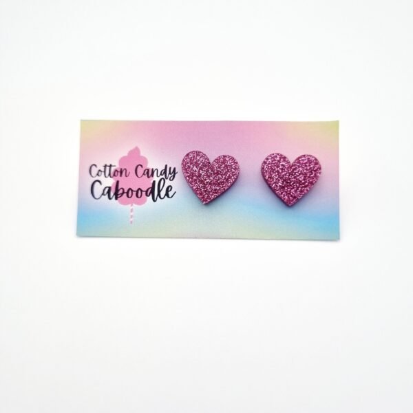 Sparkly Heart Stud Earrings