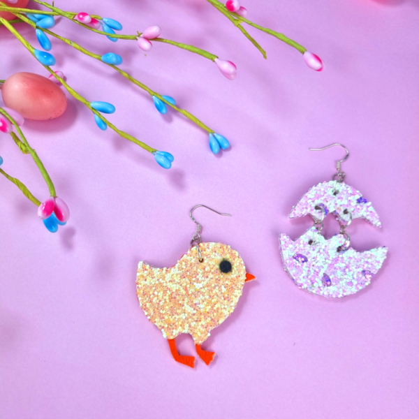 Glittery Easter Chick Earrings