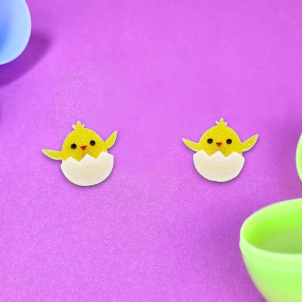 Sparkly Easter Chick Stud Earrings