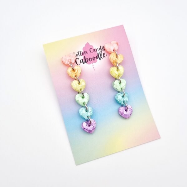 Dangly Rainbow Heart Earrings