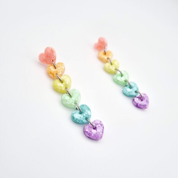 Dangly Rainbow Heart Earrings