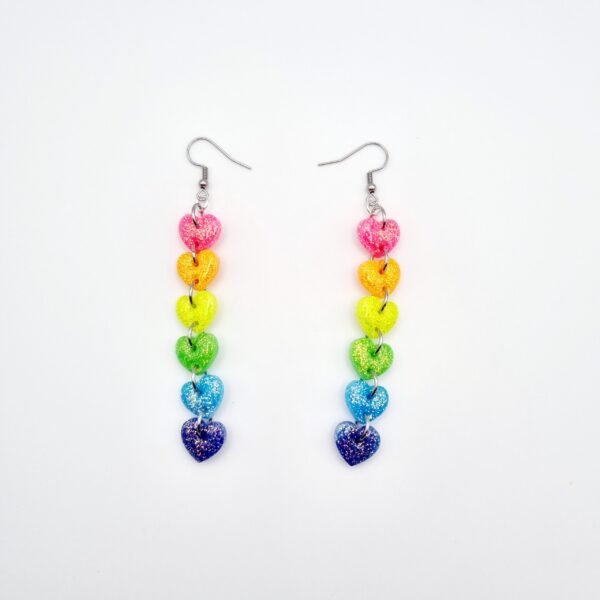 Dangly Rainbow Heart Earrings