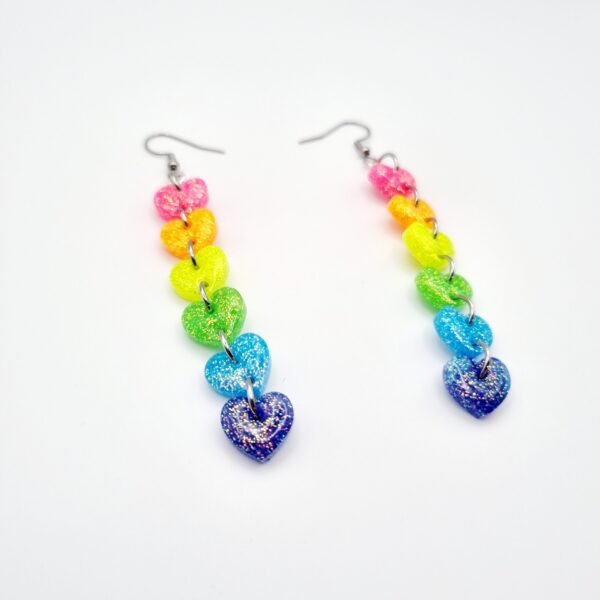 Dangly Rainbow Heart Earrings